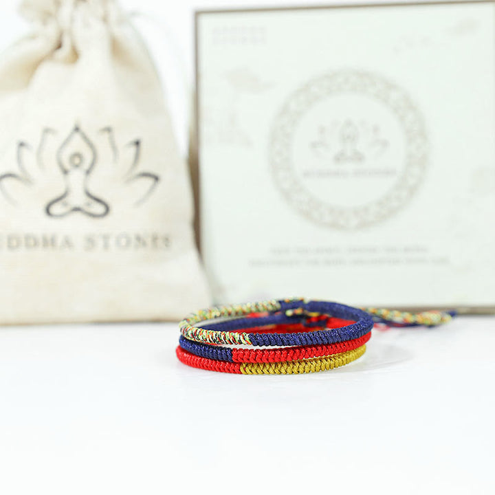 チベットのBuddha Stonesハンドメイドマルチカラーキングコングノット信仰保護編み込み2色ストリングブレスレット