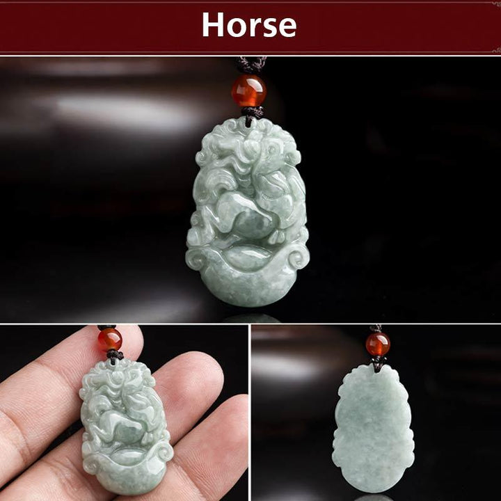 Buddha Stones天然翡翠12星座成功ペンダントネックレス - 馬 - image 32