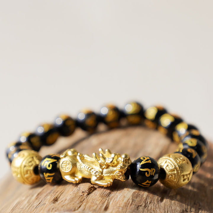 Buddha Stones風水貔貅黒曜石開運財運ブレスレット - image 2