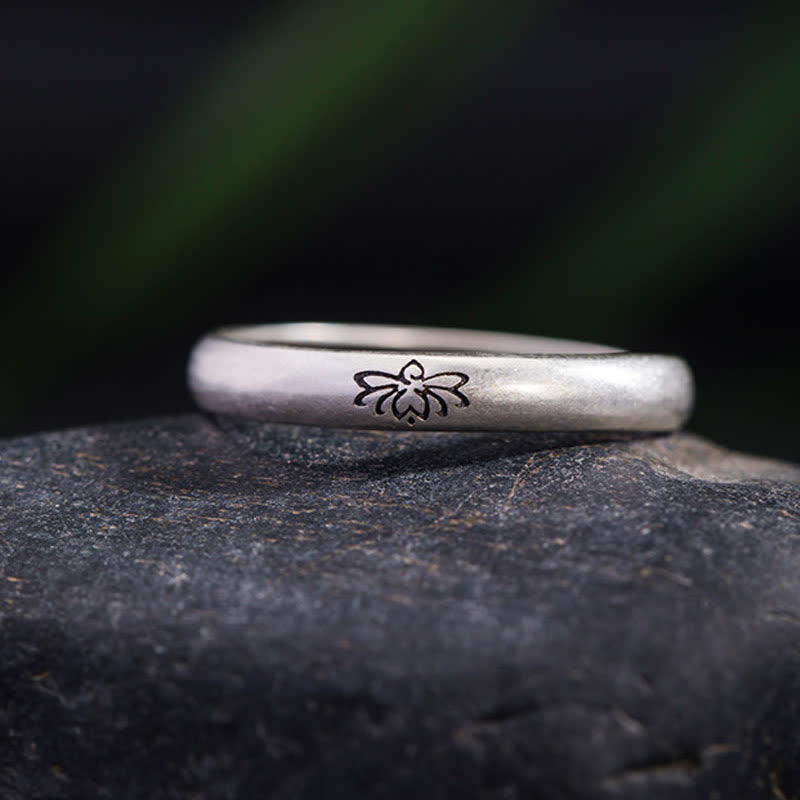 Buddha Stones925スターリングシルバー 蓮の花 悟りのリング