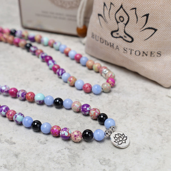 Buddha Stones天然紫ミャオ石 蓮のMala