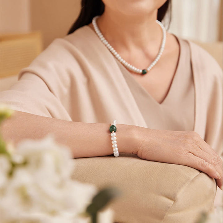 Buddha Stones 925スターリングシルバー 天然真珠 和田翡翠 アクアマリン 知恵 誠実 ネックレス ペンダント ブレスレット
