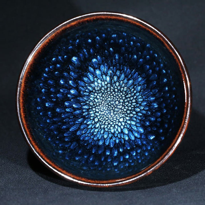 Buddha Stones手作り ブルーフランコリヌス スポット 中国 Jianzhan 陶器 ティーカップ カンフー ティーカップ ボウル