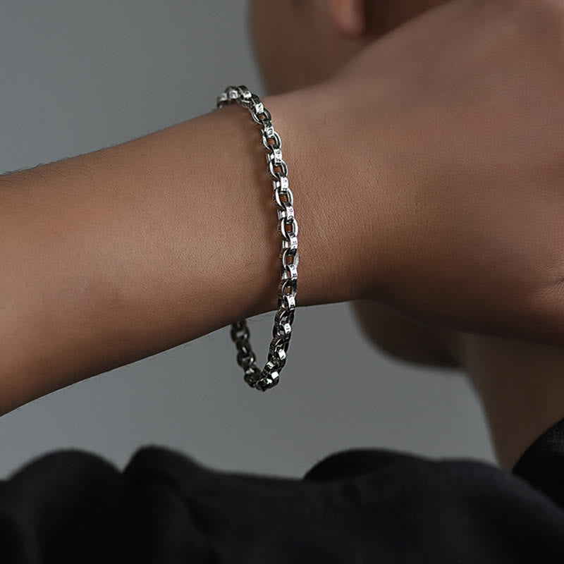 Buddha Stones925 スターリングシルバーオーム・マニ・パドメ・フム彫刻デザイン 創造性 メタルブレスレット