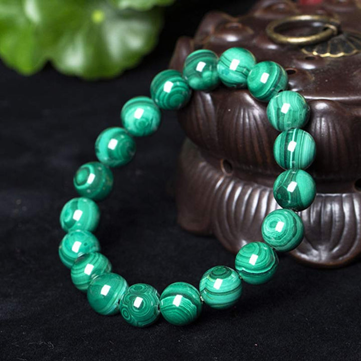 Buddha Stones天然マラカイト 保護 静寂 ブレスレット