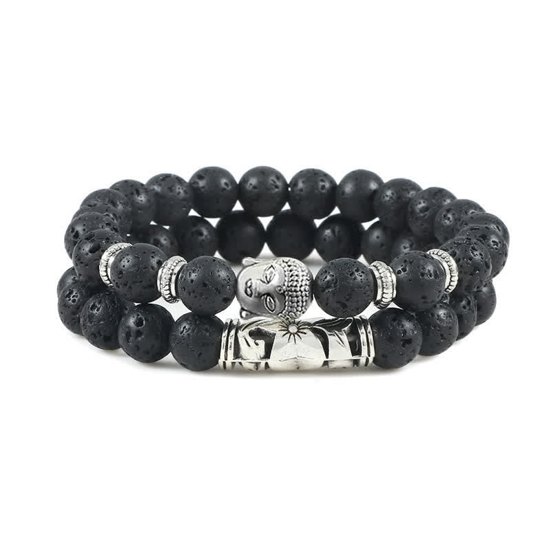 Buddha Stones2個入り 天然水晶瑪瑙 仏陀守護ブレスレット