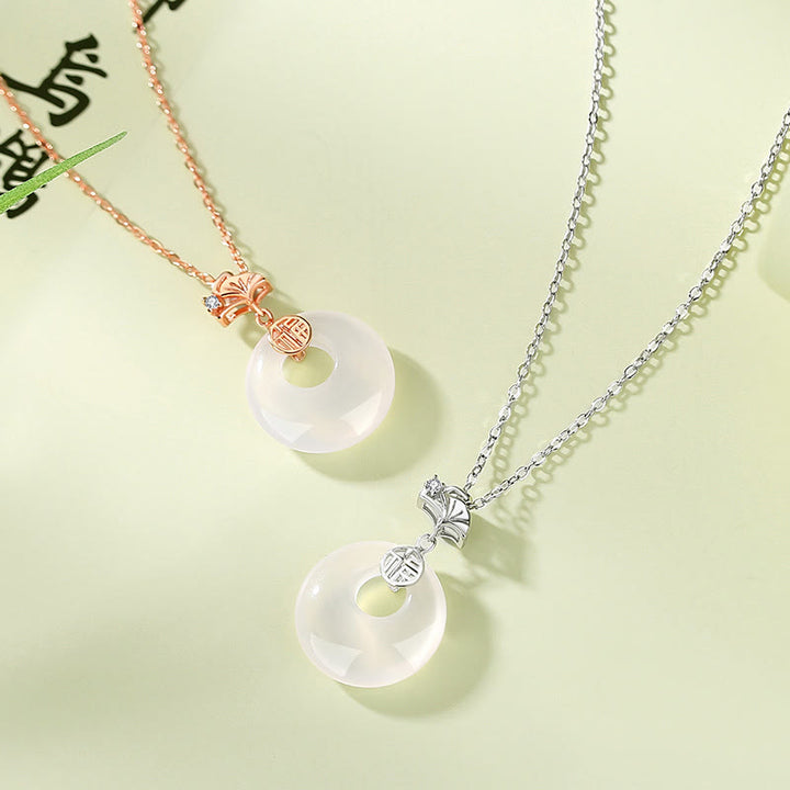 Buddha Stones925 スターリングシルバー イチョウの葉 蝶 ローズ カルセドニー 和田翡翠 平和バックル フーキャラクター ハーモニー ネックレス ペンダント