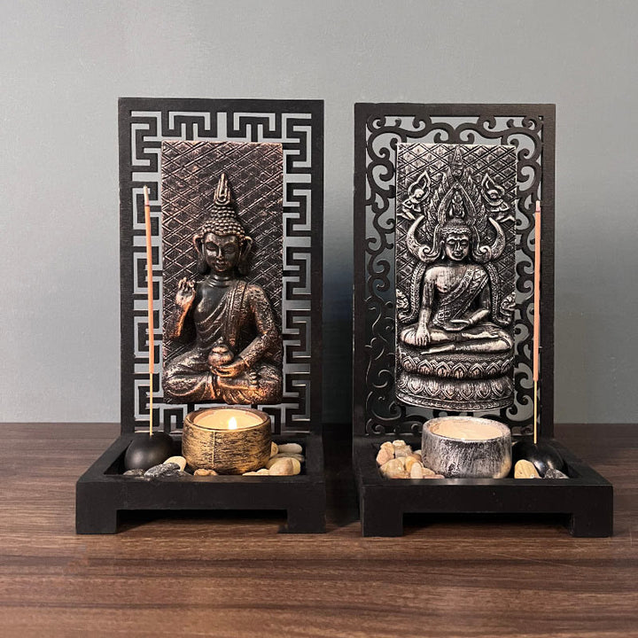 Buddha Stones仏陀の慈悲 静寂 家庭用樹脂製 祈り 祭壇装飾