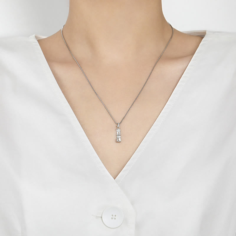 Buddha Stonesカルセドニー竹模様ハーモニーネックレスペンダント