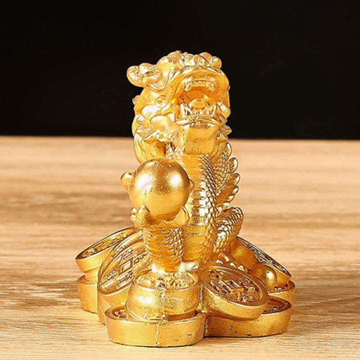 Buddha Stones風水 龍 銅貨 富と成功の幸運 装飾