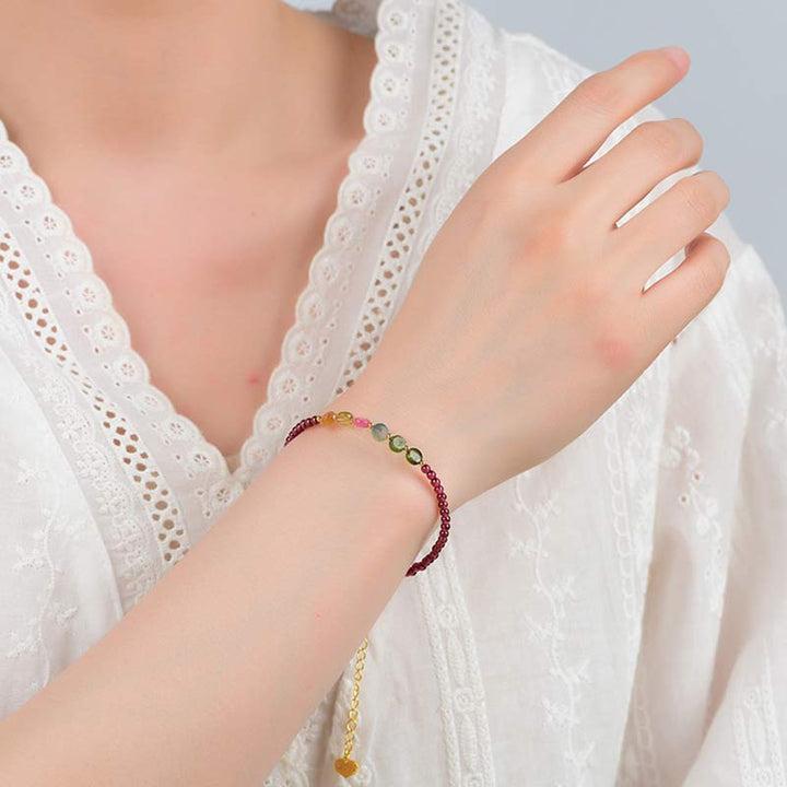 ガーネット トルマリン バタフライ プロテクション ブレスレット・アンクレット Buddha Stones
