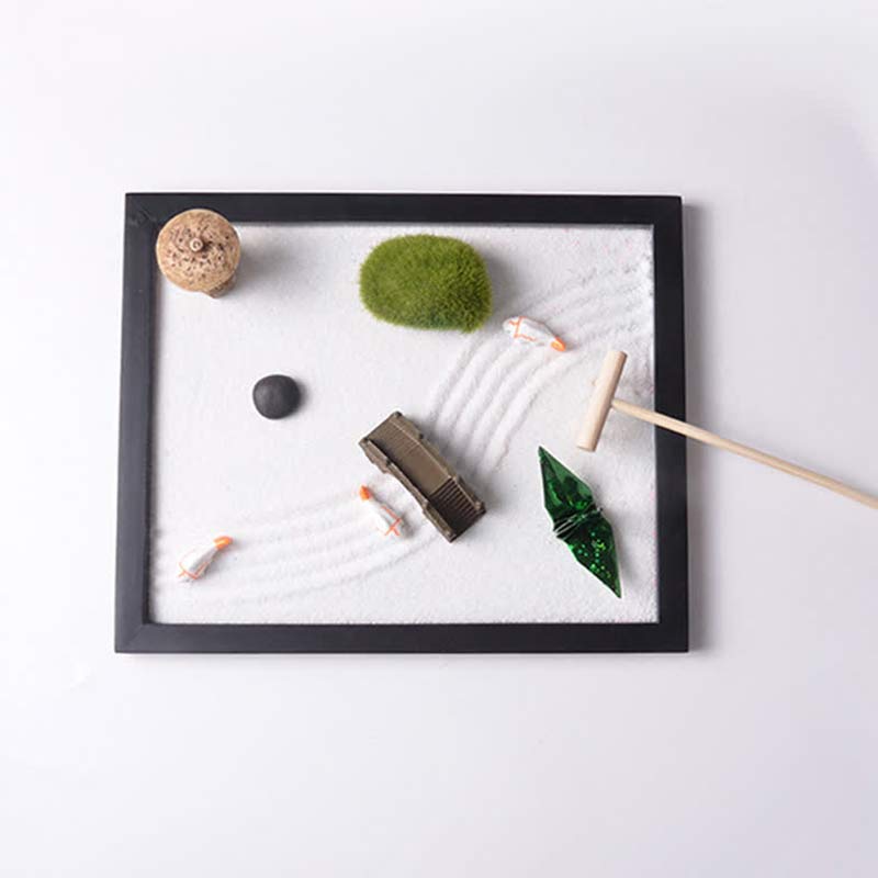 Buddha Stones、鯉、小さな橋、草の風景、平和瞑想、禅庭の装飾 - image 5