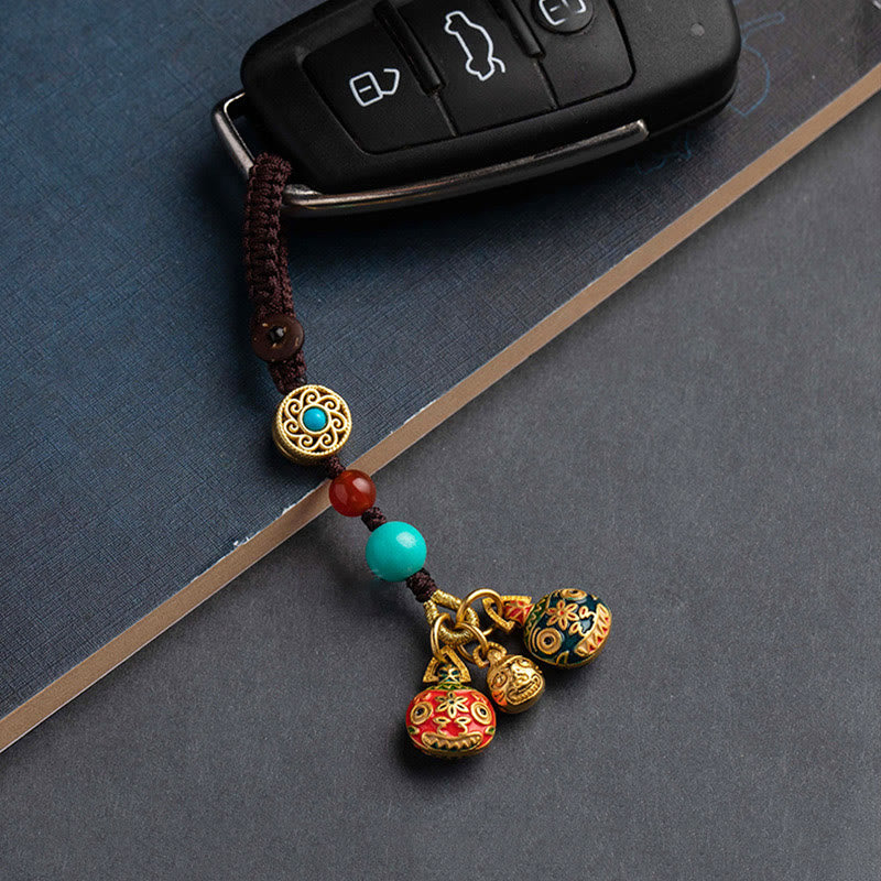 Buddha Stones金 呑み込み獣 家族 幸運 車のキーホルダー 携帯電話 吊り下げ装飾
