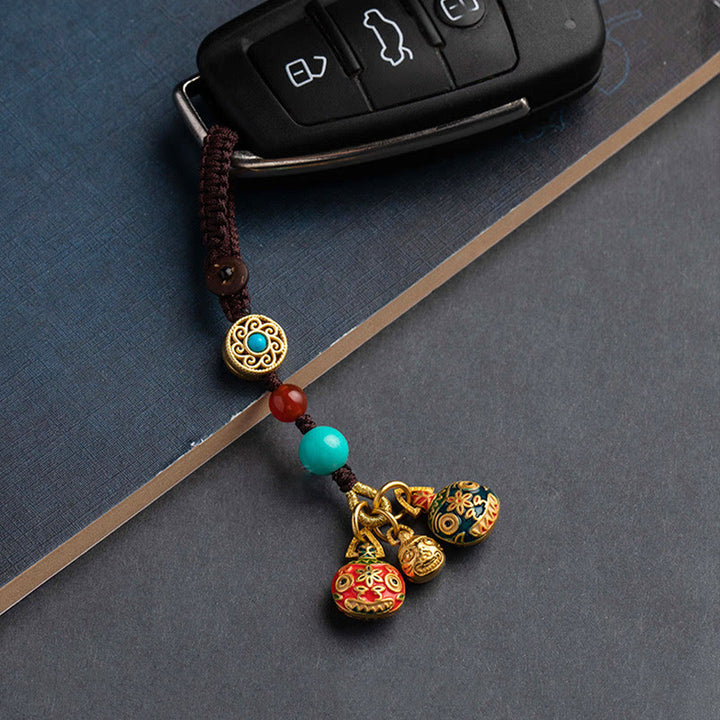 Buddha Stones金 呑み込み獣 家族 幸運 車のキーホルダー 携帯電話 吊り下げ装飾