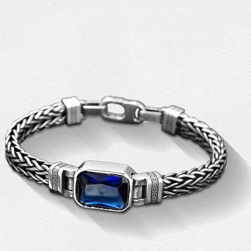 Buddha Stonesレトロブルーアクリル ドラゴンキール編みデザイン ヒーリング ウェルスバックルブレスレット