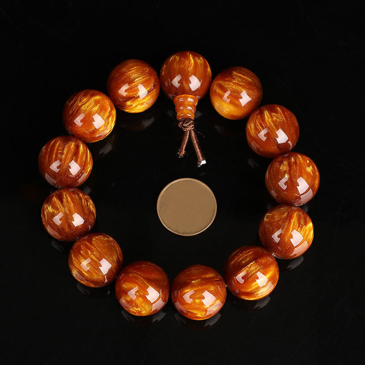 Buddha Stones黄金の海柳 成功のポジティブなブレスレットMala