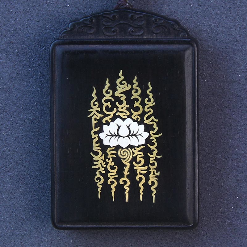 Buddha Stones999スターリングシルバー黒檀蓮象嵌 落ち着いたネックレスペンダント - image 4