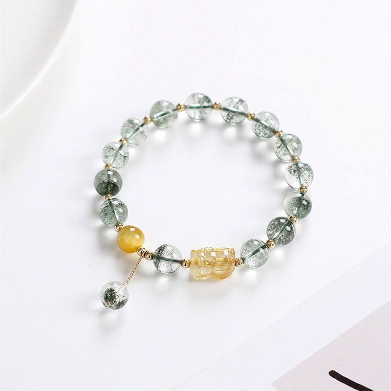 Buddha Stonesグリーンファントムシトリン 貔貅 自信ブレスレット