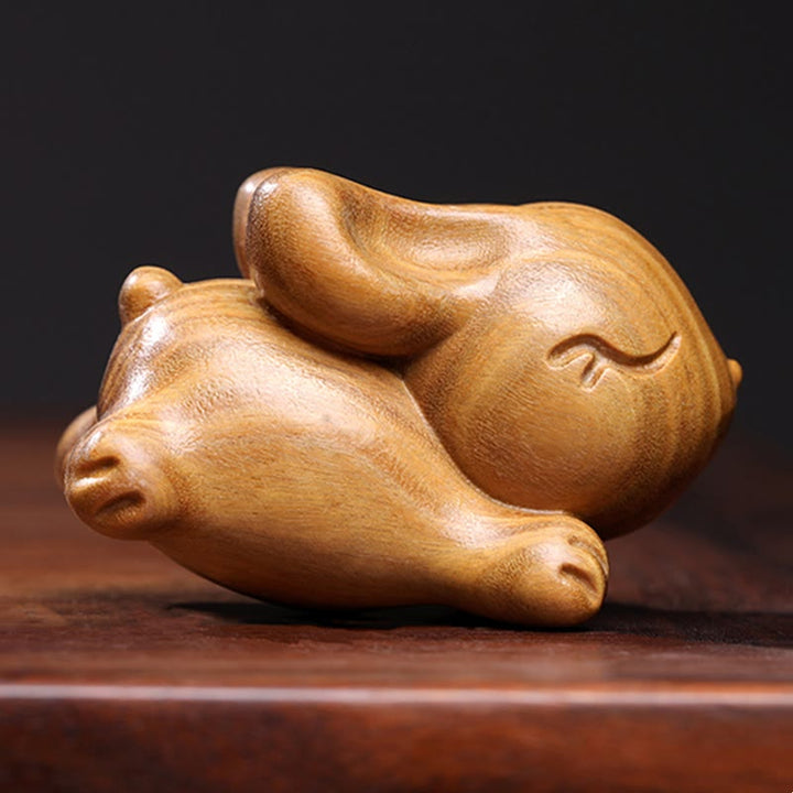 Buddha Stones緑 白檀 小さな ミニ かわいい ウサギ 平和 装飾