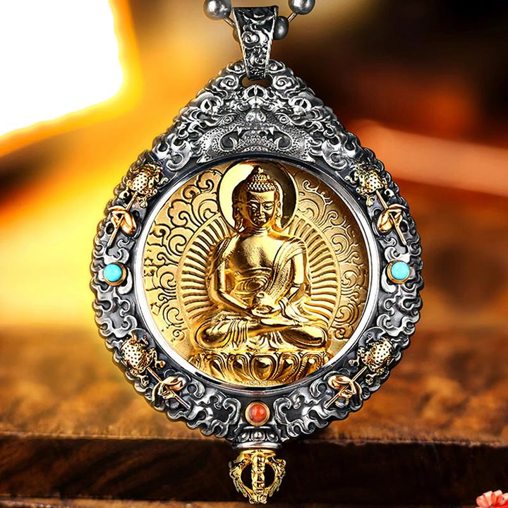 Buddha Stones十二支誕生仏タンカ 九宮 八図 富 回転式ネックレスペンダント - image 1