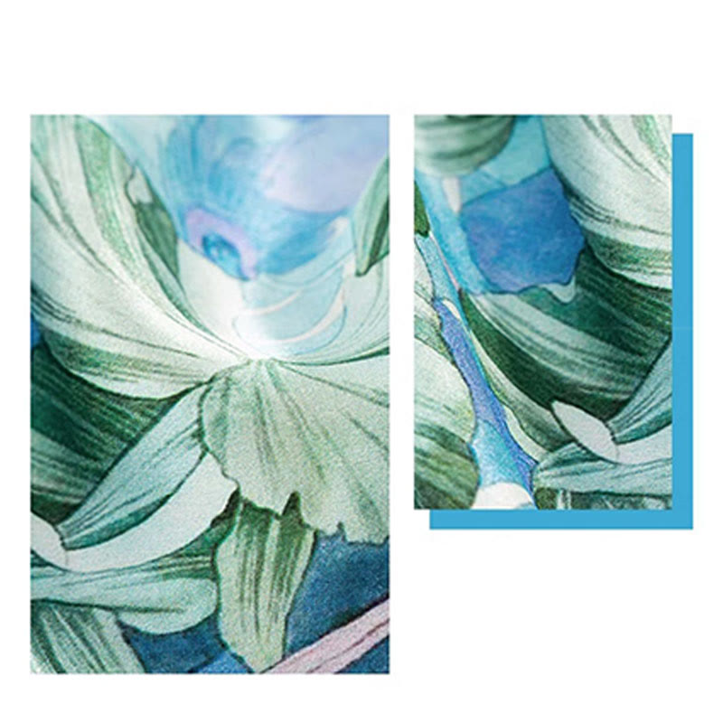 Buddha Stonesジャングル油絵吉兆雲100%マルベリーシルクスカーフプレミアムグレード6A両面シルクネックスカーフ - image 13