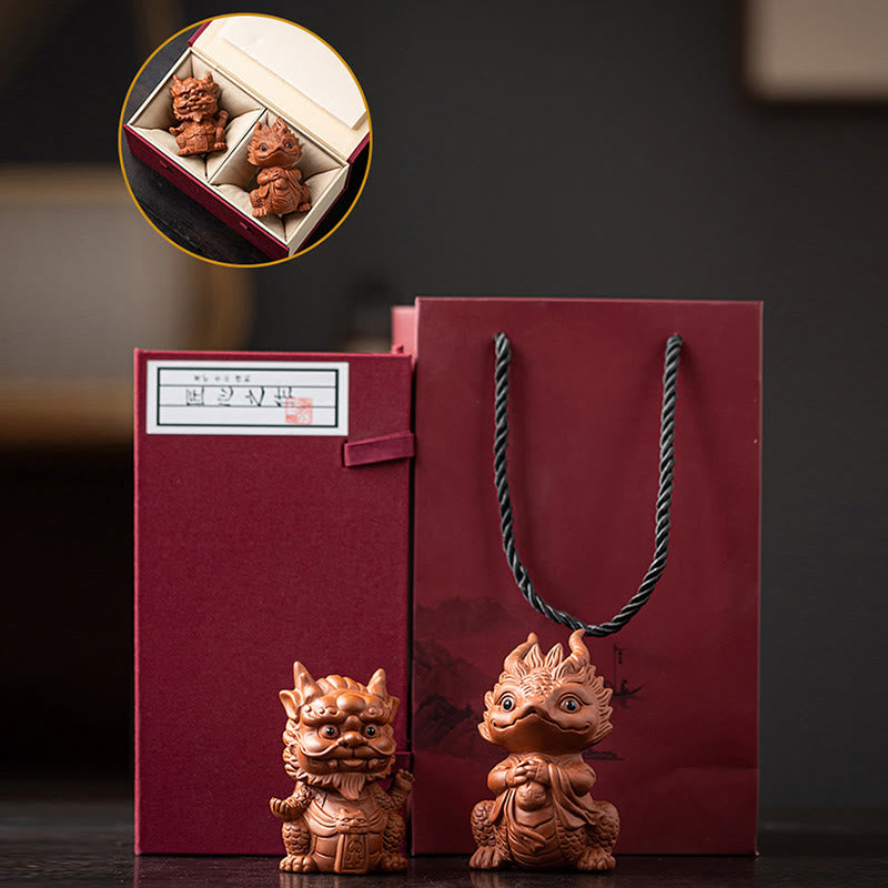 Buddha Stones幸運 龍 富 茶 ペット 紫 粘土 置物 装飾 - image 28