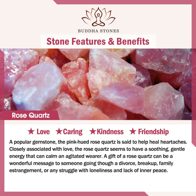 Buddha Stones天然ローズクォーツ ラブケアリングブレスレット