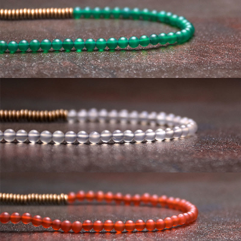 Buddha Stonesチベット瑪瑙石 銅製 守護 トリプルラップブレスレット
