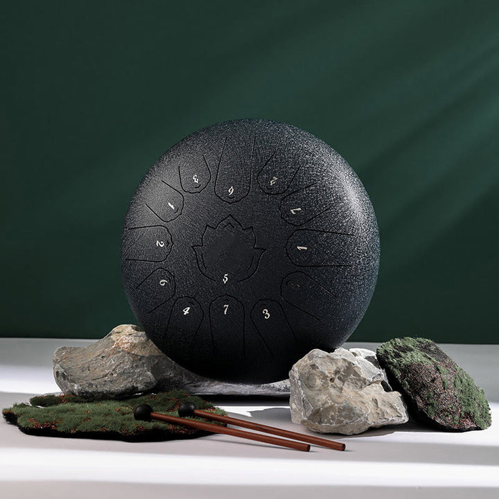 Buddha Stonesスチールタンドラム サウンドヒーリング マインドフルネス ロータスパターン ヨガドラムキット 13ノート 12インチ 打楽器