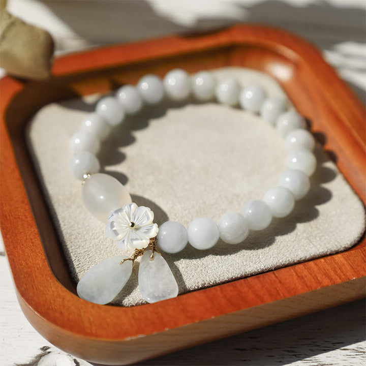 Buddha Stones 天然白翡翠 パワーストーンブレスレット 開運・浄化・癒し レディース用