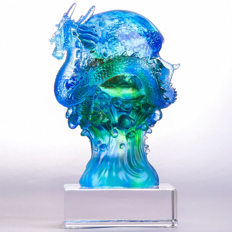 Buddha Stones手作り 青龍 琉璃 クリスタルアートピース 成功の守護 自宅 オフィス 装飾 - image 3