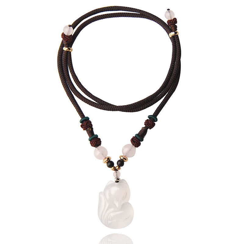 Buddha Stonesカルセドニーフォックス ピンククリスタルビーズ ハーモニーストリングネックレスペンダント