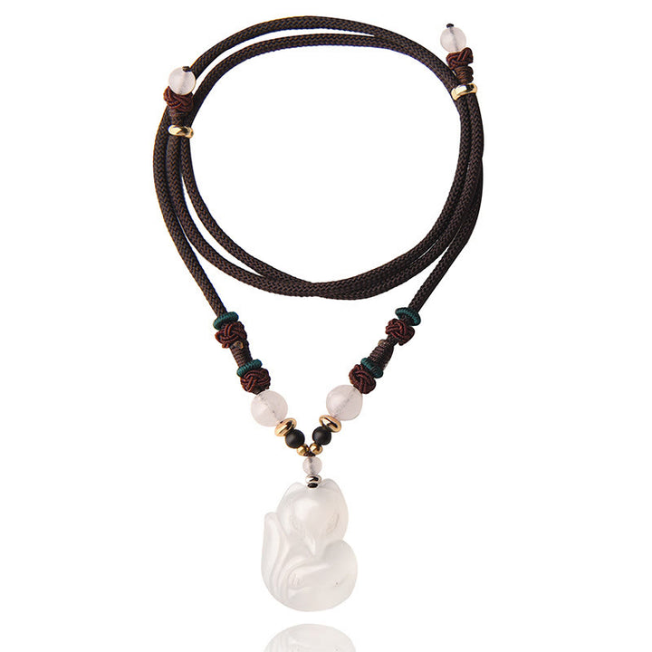 Buddha Stonesカルセドニーフォックス ピンククリスタルビーズ ハーモニーストリングネックレスペンダント