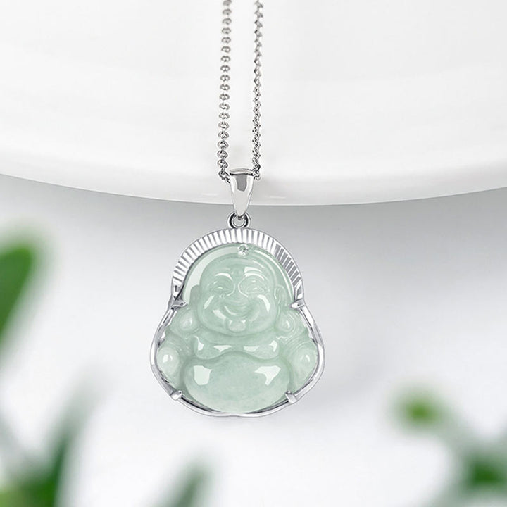 Buddha Stones925スターリングシルバー 笑う仏陀 翡翠 幸運 穏やか ネックレス チェーン ペンダント - image 2