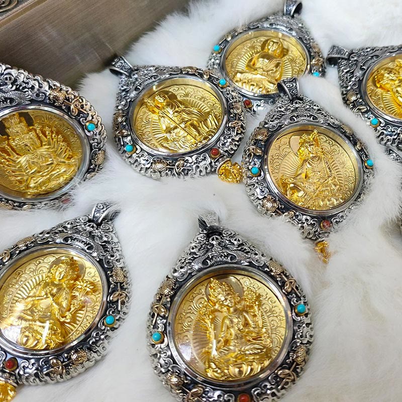Buddha Stones十二支誕生仏タンカ 九宮 八図 富 回転式ネックレスペンダント - image 16