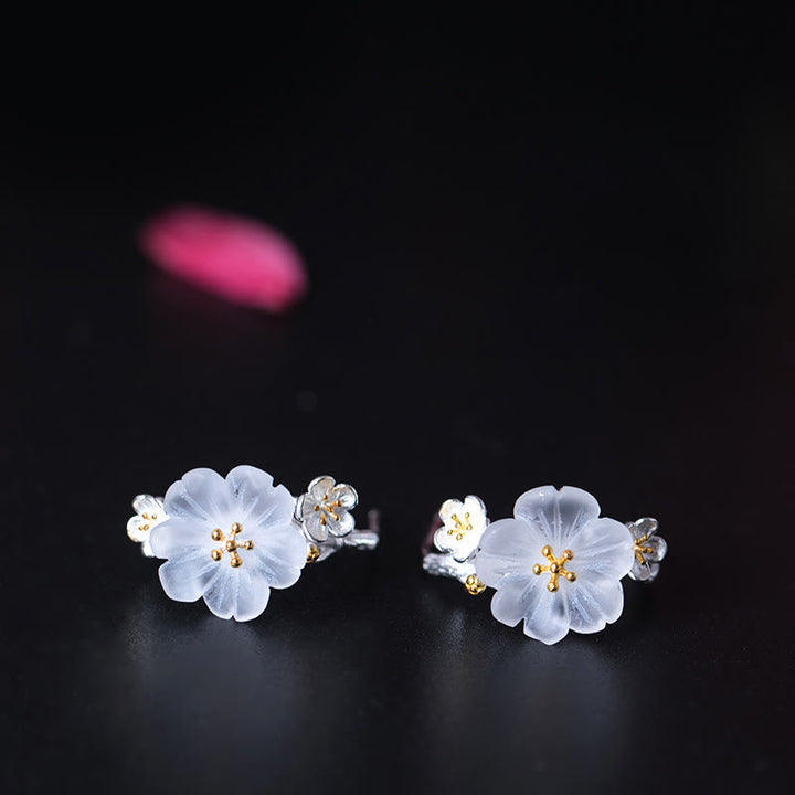 Buddha Stones925スターリングシルバー 梅の花 フローラルブレッシングイヤリング