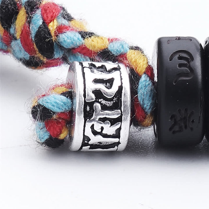 Buddha Stonesチベットココナッツシェルビーズ 彫刻入りオーム・マニ・パドメ・フムマントラ 幸福ブレスレット