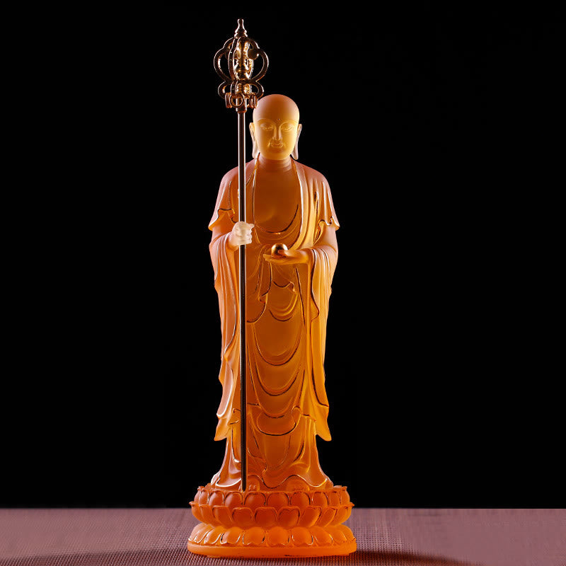 Buddha Stonesハンドメイド 地蔵菩薩像 琉璃クリスタルアートピース 静寂の像 室内装飾