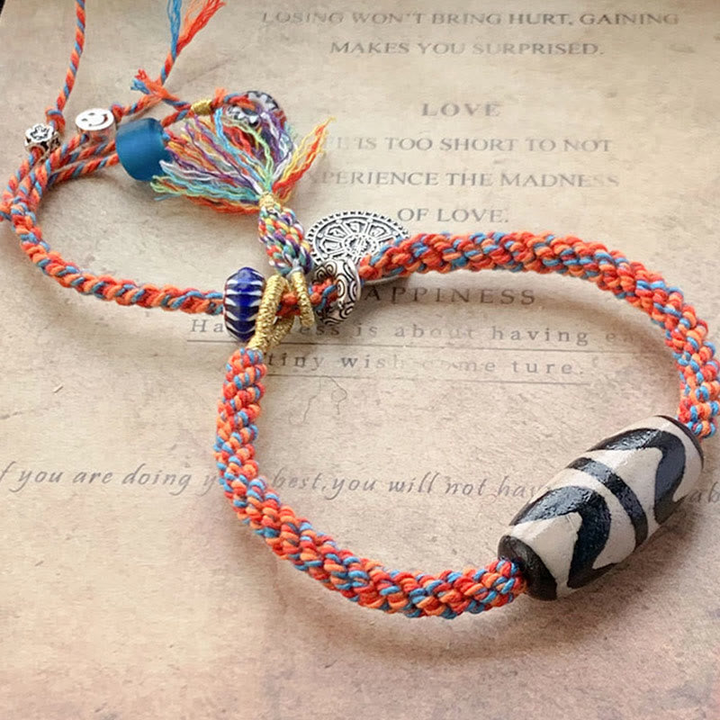 チベット産925スターリングシルバー製 オム・Om Mani Padme Humハンドメイド ジビーズプロテクション編みブレスレット