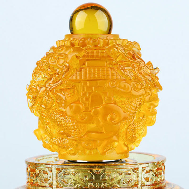 Buddha Stones風水 縁起の良い龍 手作り 琉璃水晶 回転式 アートピース 幸運 家庭 オフィス 装飾
