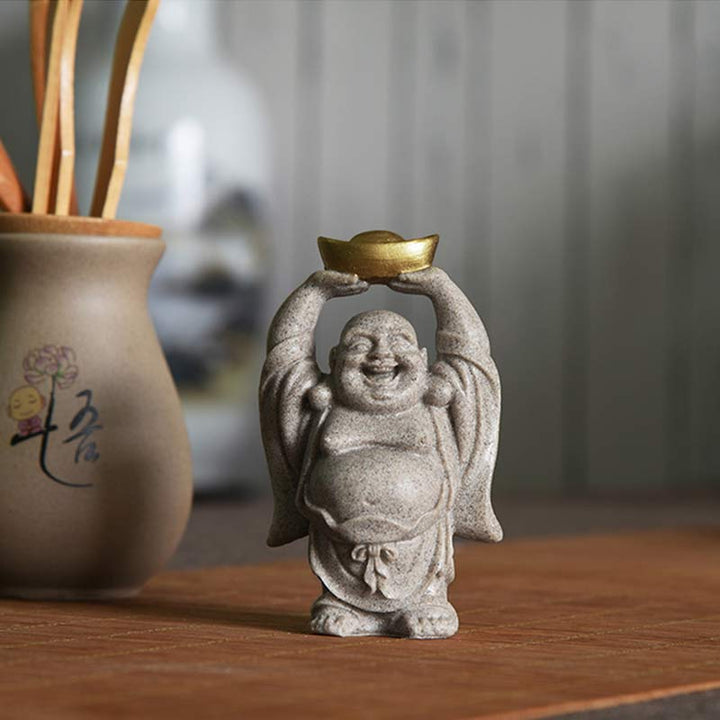 Buddha Stones笑う仏 樹脂像 祝福 室内装飾 - image 2