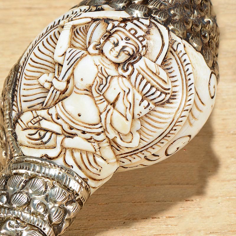 チベットの手作り彫刻シャンカ仏陀の法螺貝の富のポジティブな装飾 - image 4