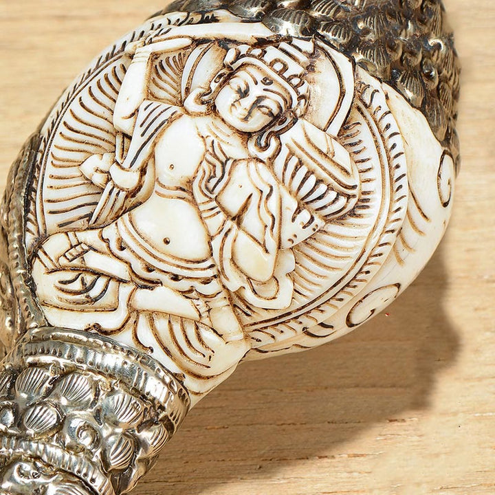 チベットの手作り彫刻シャンカ仏陀の法螺貝の富のポジティブな装飾 - image 4