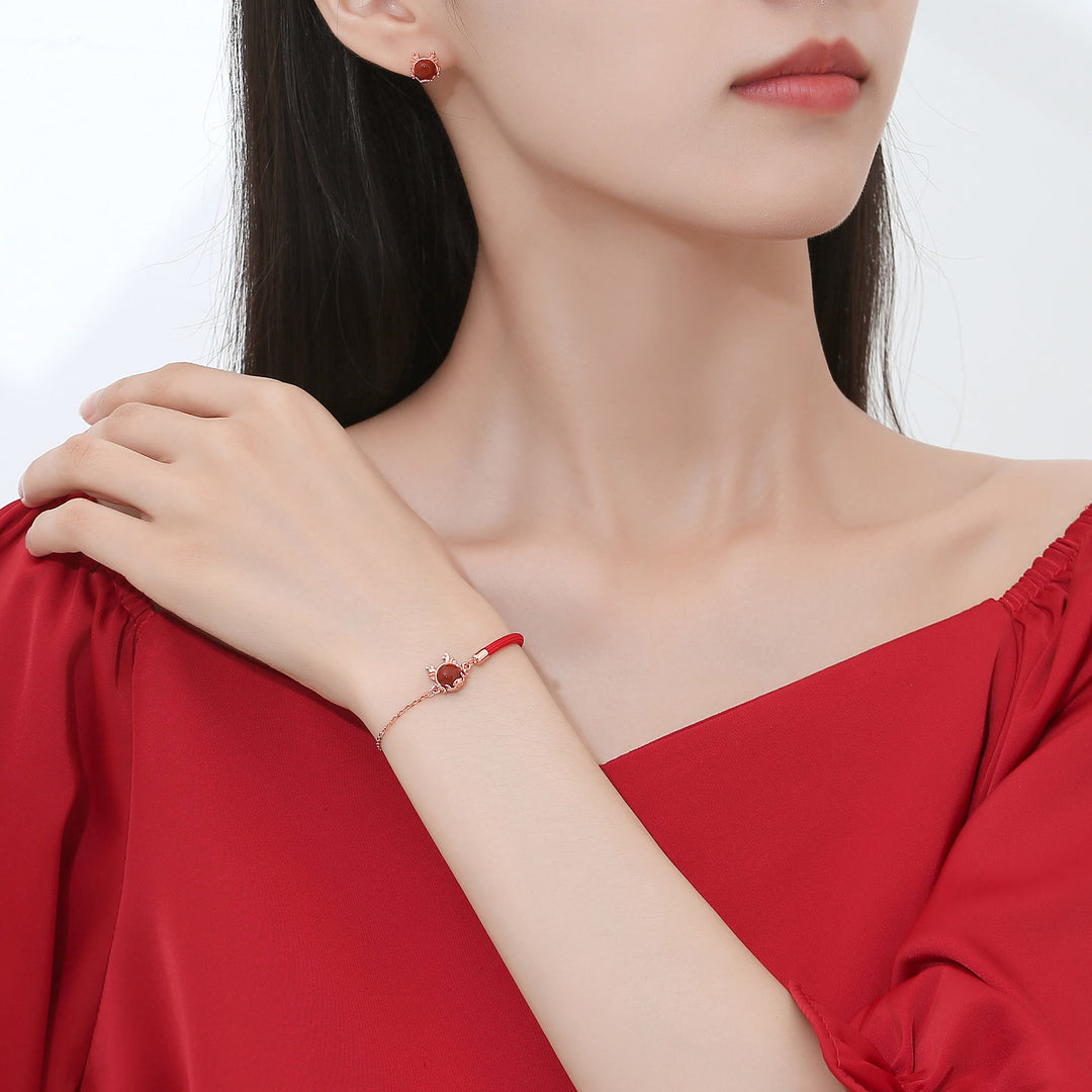 ❗❗❗フラッシュセール -Buddha Stones925 スターリングシルバー 龍年 辰砂 赤瑪瑙 龍守護ブレスレット ネックレス ペンダント イヤリング リング