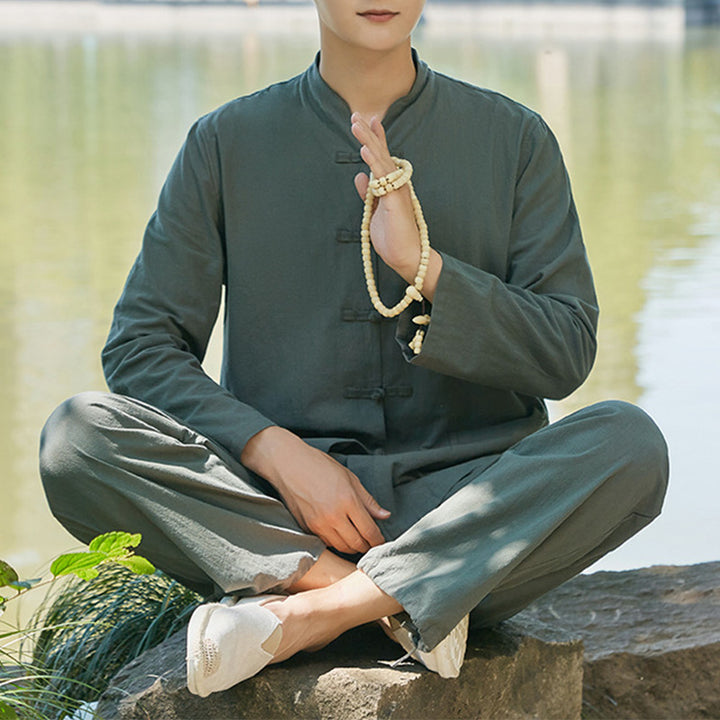 Buddha Stonesスピリチュアル 禅 実践 ヨガ 瞑想 祈り 衣類 コットン リネン メンズ セット