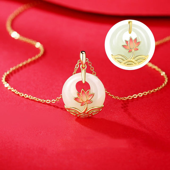 Buddha Stones925スターリングシルバー 和田白翡翠 蓮の花 祝福ネックレスペンダント - image 5