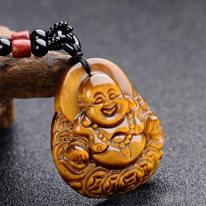Buddha Stonesタイガーアイ 笑う仏陀 祝福ネックレス - タイガーアイ - image 1