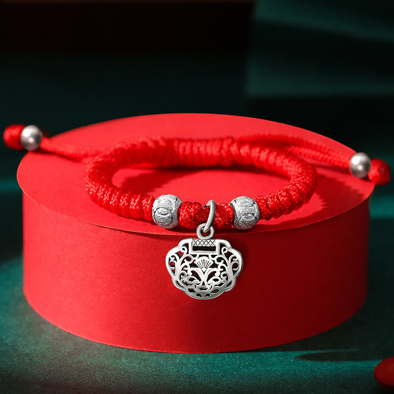 Buddha Stones 925スターリングシルバー 中国ロックチャーム マルチカラー レッドストリング プロテクション ハンドメイド編み込み キッズブレスレット