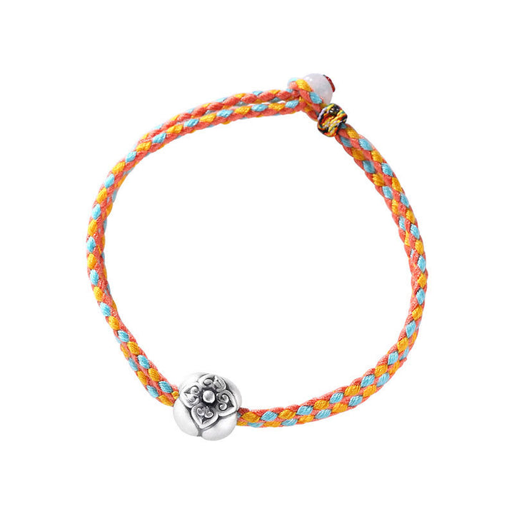 Buddha Stones999 スターリングシルバー 柿 幸運 マルチカラー 編み込みブレスレット