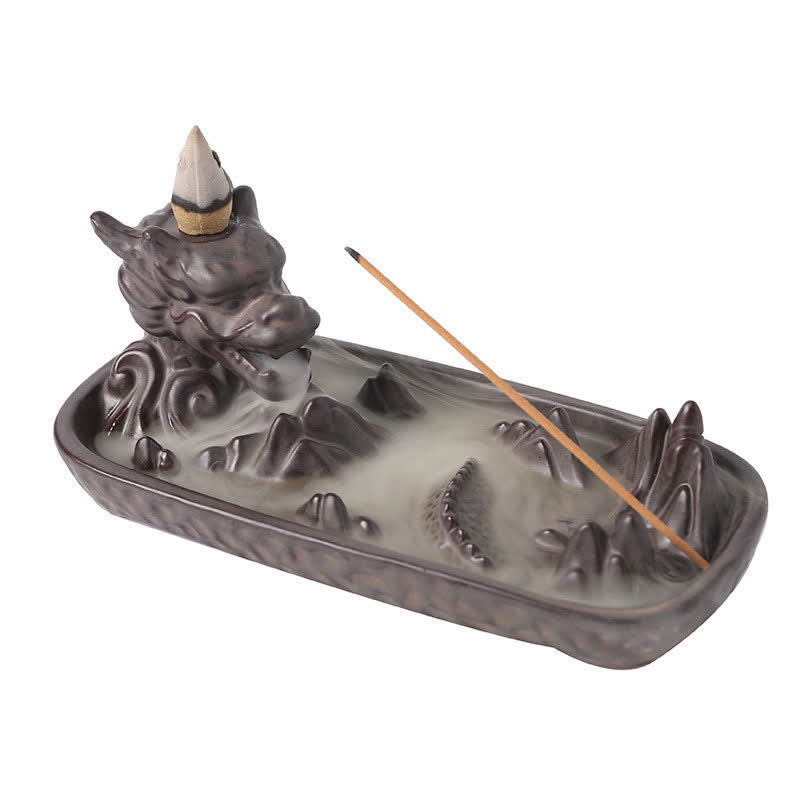 Buddha Stones龍山 力強い 陶器 香炉 装飾